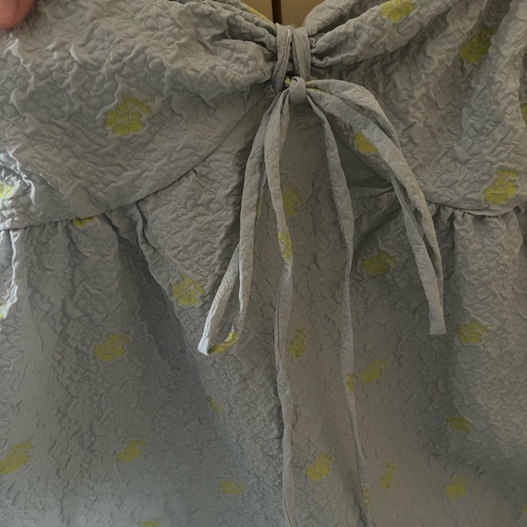 Beatrice .B Blue Printed Halter Baby Doll Dresss w/Puff Sleeves Made in Italy 4 - Picture 2 of 7